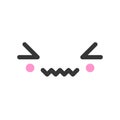 Painful kawaii cute emotion face, emoticon vector icon Royalty Free Stock Photo