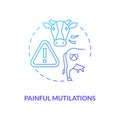 Painful mutilation blue gradient concept icon