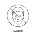 Painlessness line icon in vector, illustration of a man with pain on his face