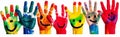 paint artist child fun smile concept finger hand colorful art. Generative AI.