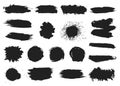 Paint black blobs. Ink splashes, graffiti splatter. Abstract grunge texture, blot silhouettes vector set Royalty Free Stock Photo