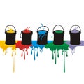 Paint Boxes and Drops on a Wall Royalty Free Stock Photo