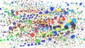 Explosion of multi-colored paint splatters and drops on a white background. Abstract vector art Royalty Free Stock Photo