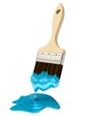 Paint brush with blue paint stroke