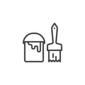 Paint Brush and Bucket line icon