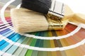 Paint brush on color chart