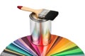 Paint brush and color guide samples Royalty Free Stock Photo