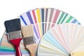 Paint brush and color guide on white