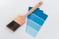 Paint Brush and Color Sample Cards Royalty Free Stock Photo