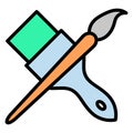Paint brush icon, equipment painter tool flat web symbol, paintbrush vector illustration Royalty Free Stock Photo