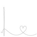 Paint brush love heart line drawing on white background vector illustration