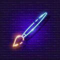 Paint brush neon sign. Artistic accessory glowing icon. Vector illustration for design. Drawing concept Royalty Free Stock Photo