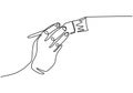 Paint brush one line drawing, vector illustration simplicity hand drawn. Tool for artist or painter Royalty Free Stock Photo