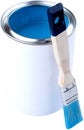 Paint brush and paint can for repair on white Royalty Free Stock Photo