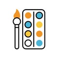 Paint brush and palette education supply isolated icon Royalty Free Stock Photo