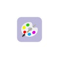 Paint brush with palette icon. Flat design style. White background. EPS 10