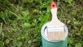 Paint brush placed on top of a can Royalty Free Stock Photo