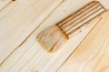 Paint brush with Shellac oil paint on wood Royalty Free Stock Photo