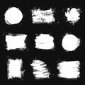 Paint brush stains. Vector grunge shapes isolated on black backgrounds Royalty Free Stock Photo