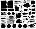 Paint brush strokes and ink stains. Grunge vector collection Royalty Free Stock Photo