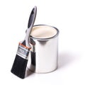 Paint brush and tin can Royalty Free Stock Photo