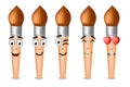 Paint Brush Vector Characters with Five Different Facial Expressions