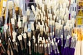 Paint brushes assortment in art store closeup Royalty Free Stock Photo