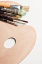 Paint brushes on a clean pallette Royalty Free Stock Photo