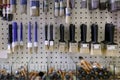 Paint Brushes Organized Pegboard Royalty Free Stock Photo
