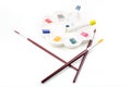 Paint brushes and pallet Royalty Free Stock Photo
