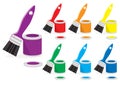 Paint and brushes in rainbow colours Royalty Free Stock Photo