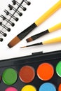 Paint brushes and sketch book Royalty Free Stock Photo