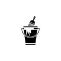 Paint bucket with paintbrush vector icon