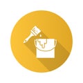 Paint bucket with brush flat linear long shadow icon Royalty Free Stock Photo