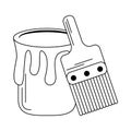 Paint bucket and brush tools in black and white Royalty Free Stock Photo