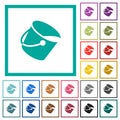 Paint bucket flat color icons with quadrant frames