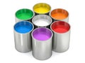 Paint buckets - with colored paint Royalty Free Stock Photo