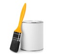 Paint can and brush on white background. Royalty Free Stock Photo