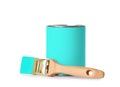 Paint can with brush on white background Royalty Free Stock Photo