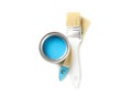 Paint can and brushes isolated on background Royalty Free Stock Photo