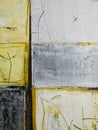 Paint on Canvas: Abstract Art in Yellow, Black, Gray and White - Background Royalty Free Stock Photo