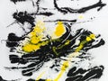 Paint on Canvas: Abstract Art in Yellow, Black and White - Background Royalty Free Stock Photo