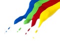 Paint coated on paper. Red, green, blue and yellow colors. Royalty Free Stock Photo