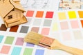 Paint color sample catalog with brush, drawing