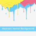 Paint colorful dripping background in three color