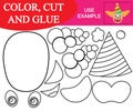 Paint, cut and paste the image of clown. Game for children. Royalty Free Stock Photo