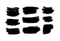 Paint drawing set of smear black and white. Hand drawn abstract illustration grunge elements. Vector abstract objects for design Royalty Free Stock Photo