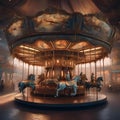 Paint a dreamlike carousel populated by surreal, hybrid animals as the world turns around them2 Royalty Free Stock Photo