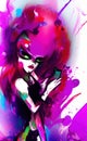 Colorful punk woman abstract AI art portrait