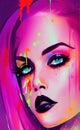 Colorful punk woman abstract AI art portrait